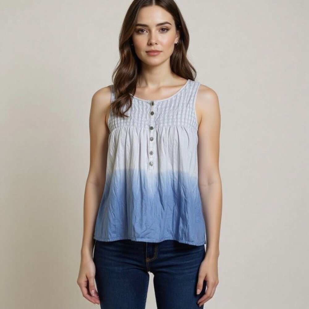 We the Free blue beachy sleeveless ombre summer top size small oversized